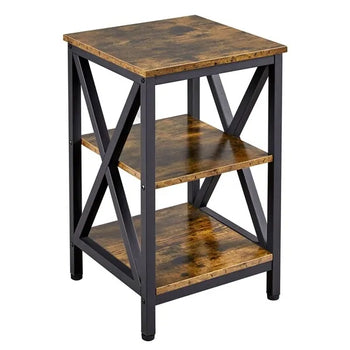 X-Shape End Table 3 Tier Wooden Side Table