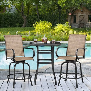 Outdoor Patio Swivel Bar Stools Set of 2 Texteline Bistro Chairs