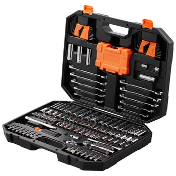 145-Piece SAE & Metric Socket Tool Set with Storage Case