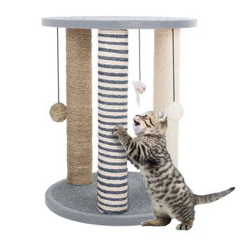 Cat Scratching Post Tower with Toys, Sisal Poles & Perch