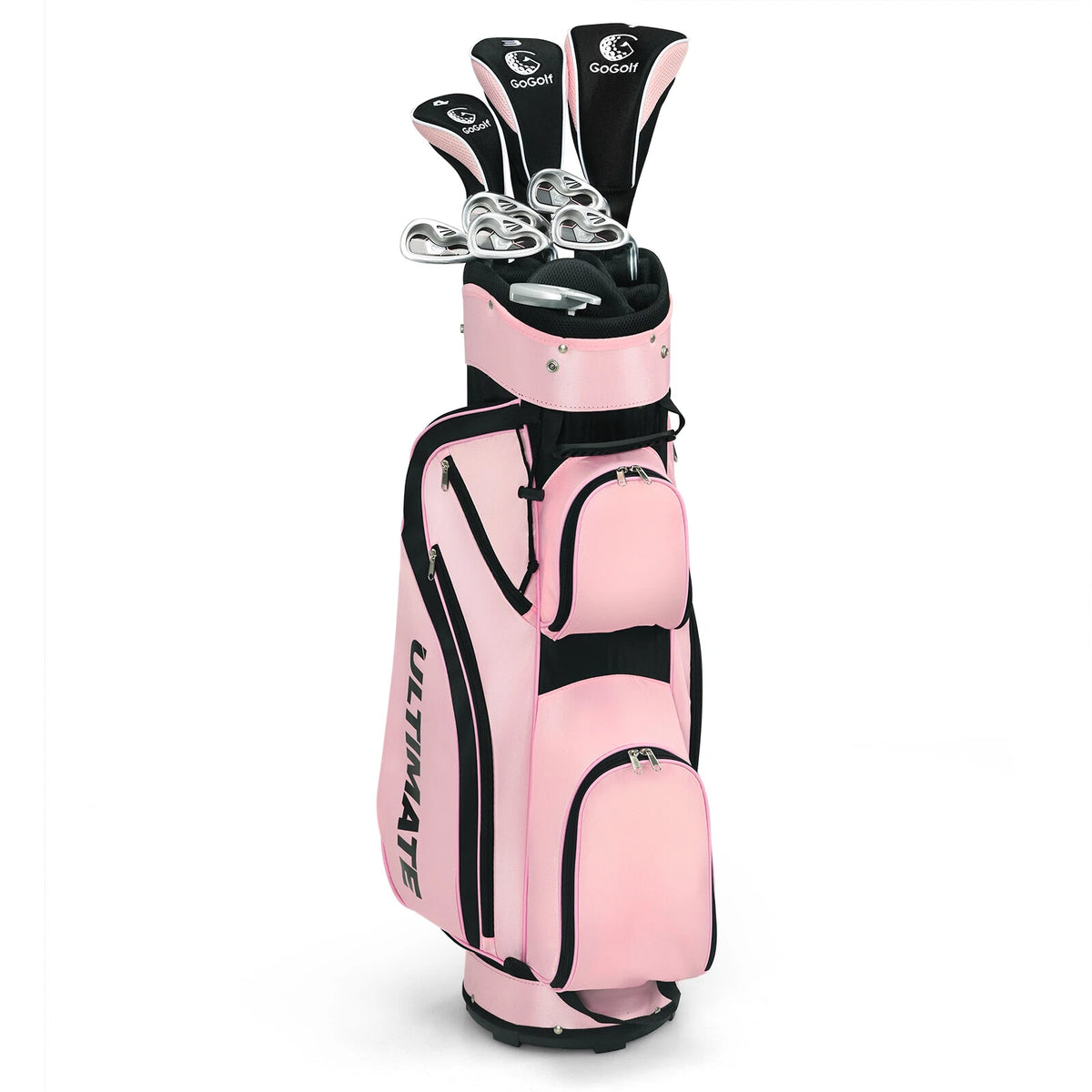 Women’s 10-Piece Golf Club Set with Stand Bag and Alloy Driver Pink