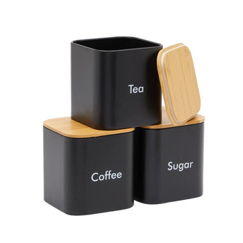 Iron Kitchen Canister Set for Tea, Coffee, Sugar Set of 3
