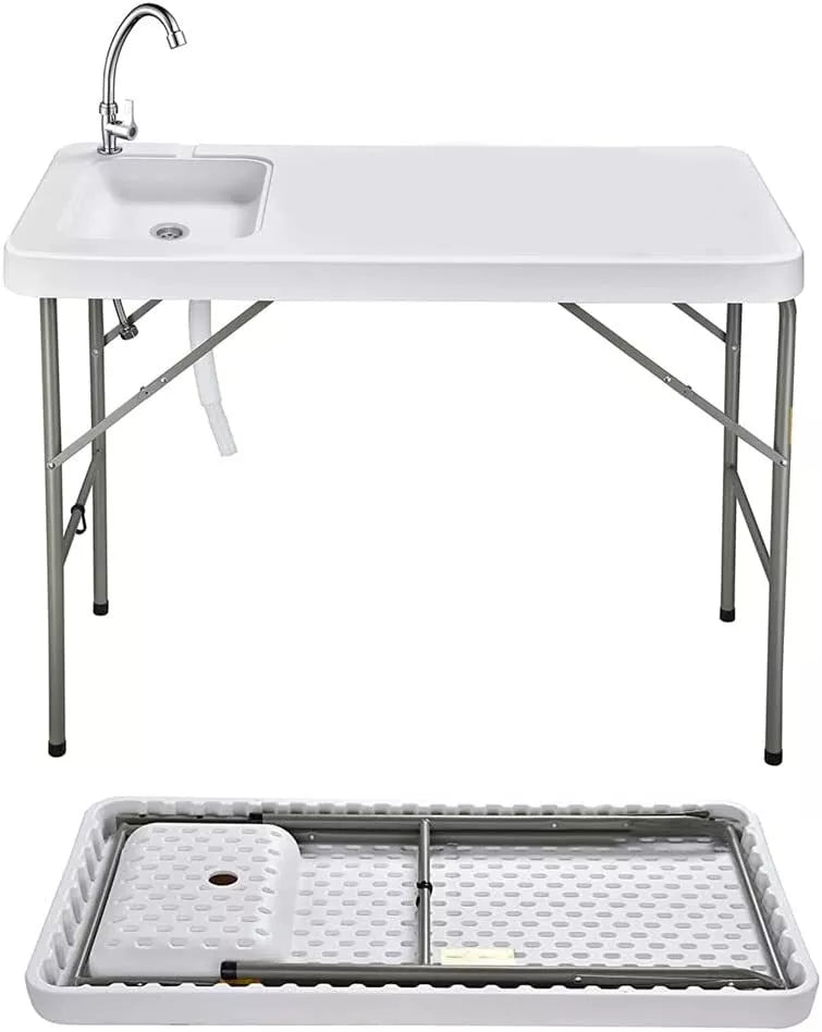 Portable Outdoor Cleaning Table with Sink and Faucet Camping