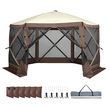 12.5x12.5 FT Pop-Up Camping Gazebo Tent with Mesh and Wind Panels