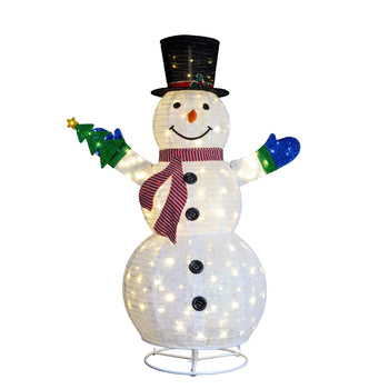5.7FT Lighted Snowman with Mini Tree for Indoor Outdoor Christmas Displays