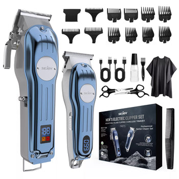 Cordless Hair Clippers & Trimmer Kit LED Display & Accessories