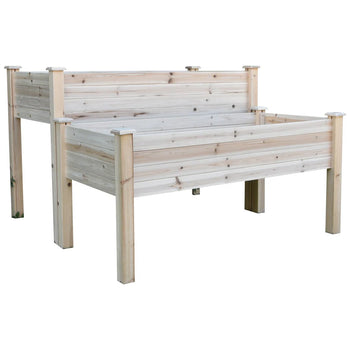 2-Tier Wooden Raised Garden Bed Planter Box with Drainage Outdoors