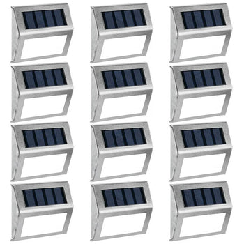 12-Pack Solar LED Deck and Step Lights Stainless Steel Outdoor Lighting