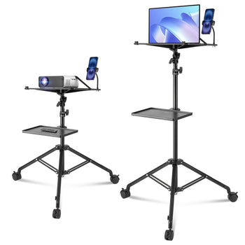 Adjustable Projector Stand with Laptop Tray and Wheels for Easy Mobility