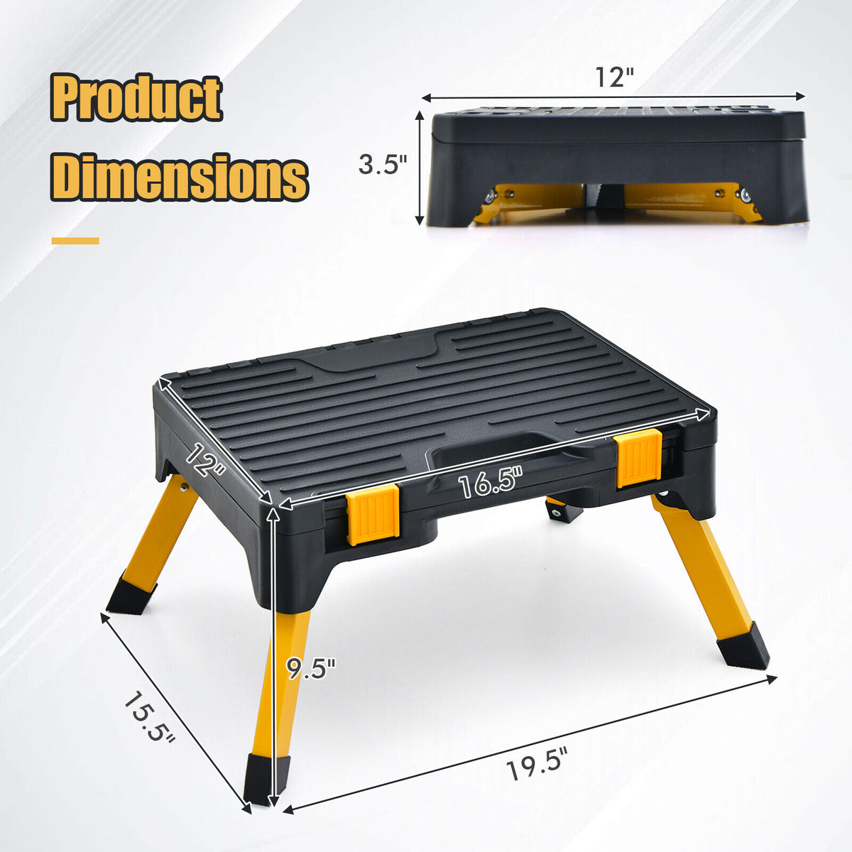 Foldable Step Ladder with Built-In Tool Box Non-Slip Step Stool