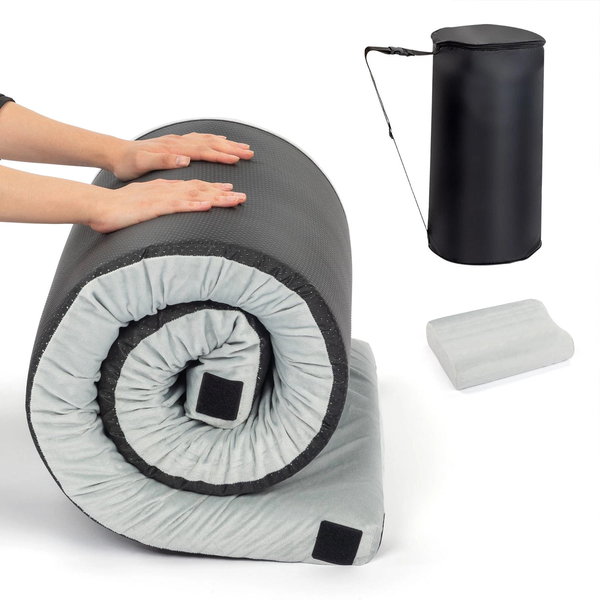 75in Memory Foam Camping Pad with Roll Up Design and Carrying Bag