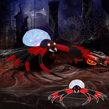 11.8ft Inflatable Halloween Spider with Rotating LED Lights Outdoor Decor