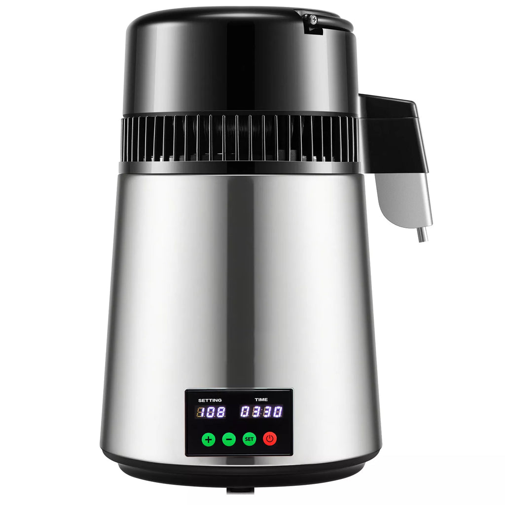 4L Home Water Distiller with Timer Temp Display & Glass Container