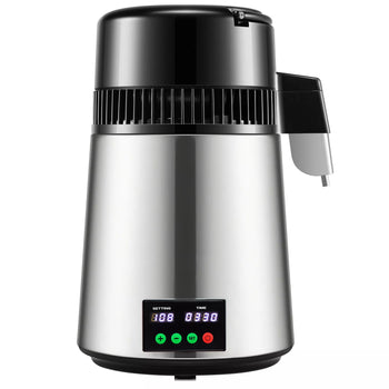 4L Home Water Distiller with Timer Temp Display & Glass Container