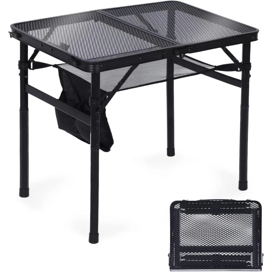 Portable Folding Grill & Camping Table Adjustable Height & Cup Holders