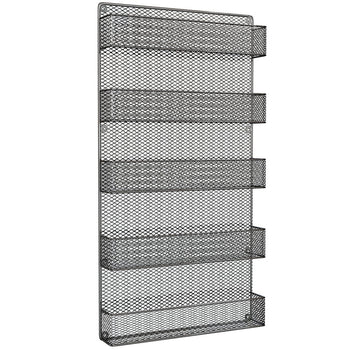 5-Tier Wall Mounted Spice Rack Organizer with Black Metal Shelves