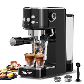 20-Bar Espresso Coffee Maker with Steam Wand Lattes & Cappuccinos