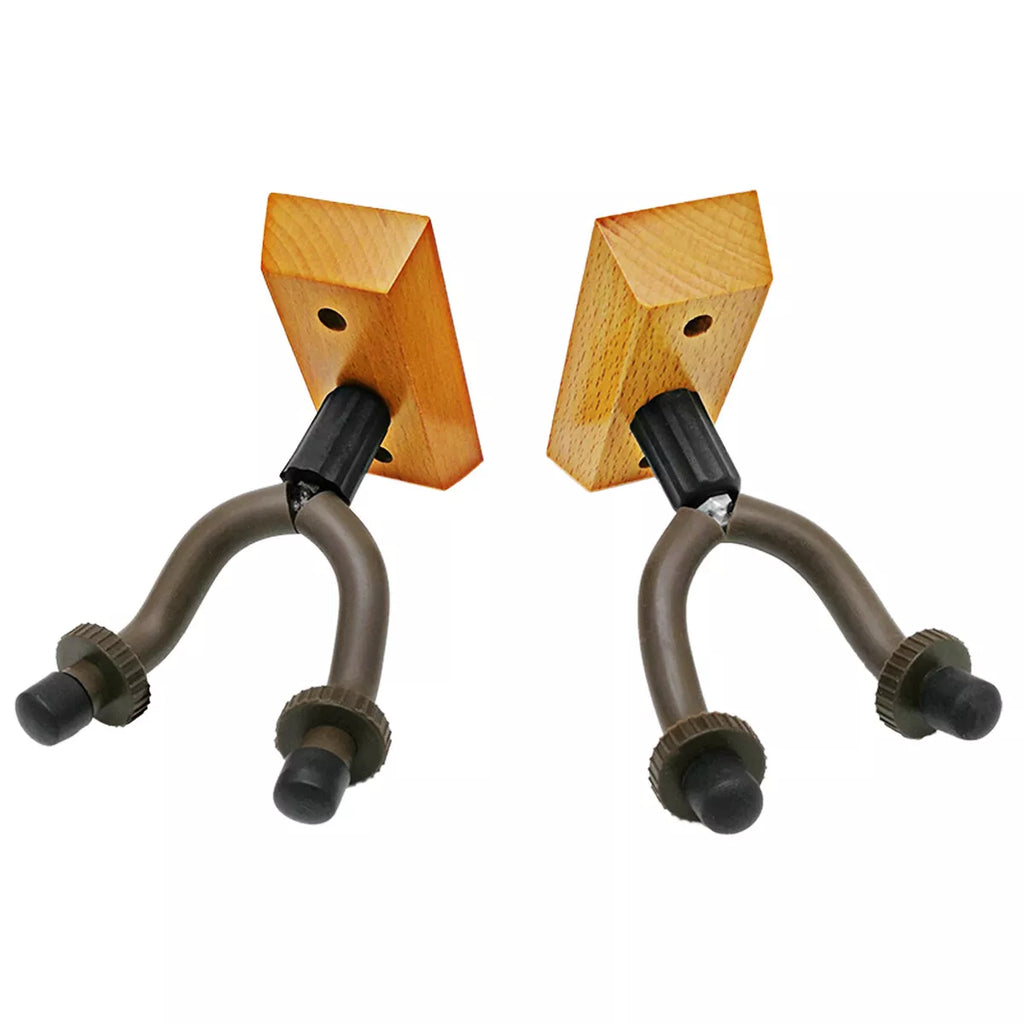 2-Pack Adjustable Guitar Wall Mount Hangers with Wooden Base