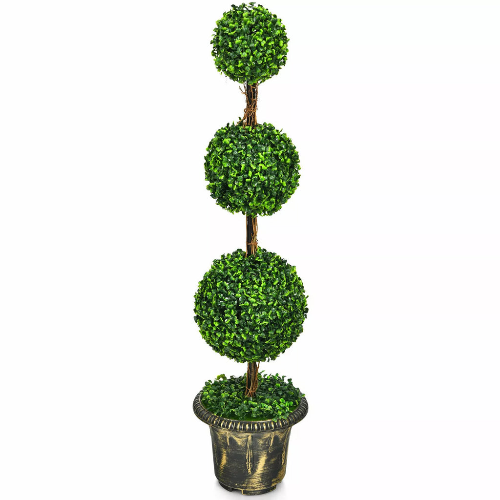 4ft Artificial Triple Ball Topiary Tree Indoor Outdoor Decor