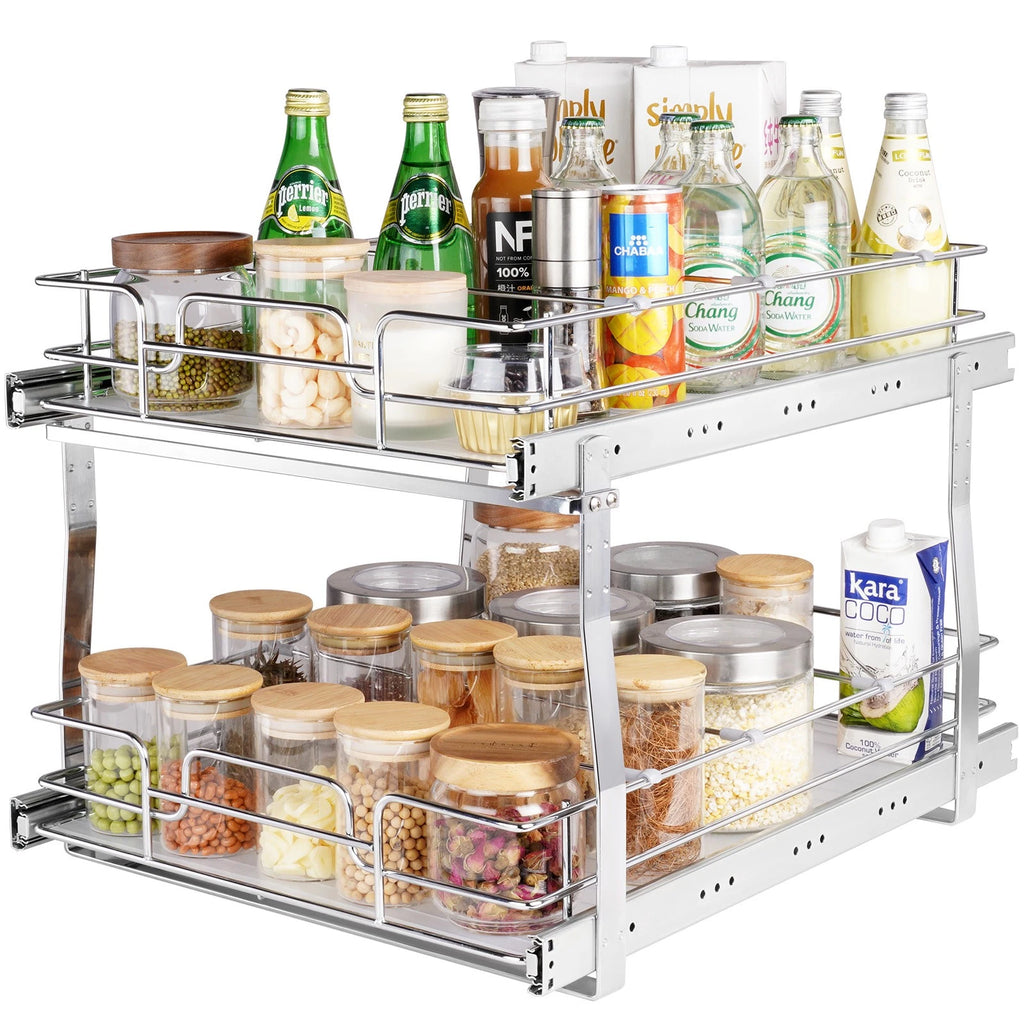Pull-Out 2-Tier Under Sink Cabinet Organizer with Steel Wire Baskets