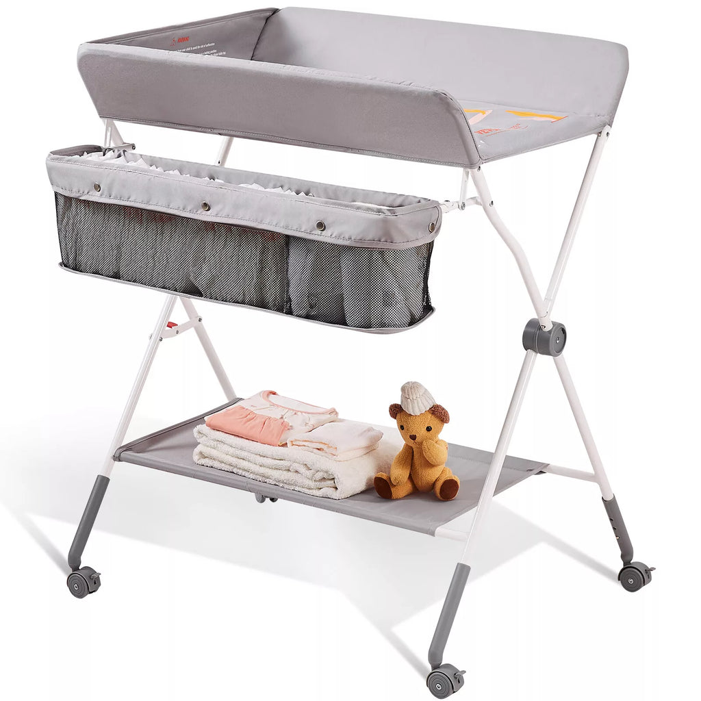 Adjustable Folding Baby Changing Table with Wheels