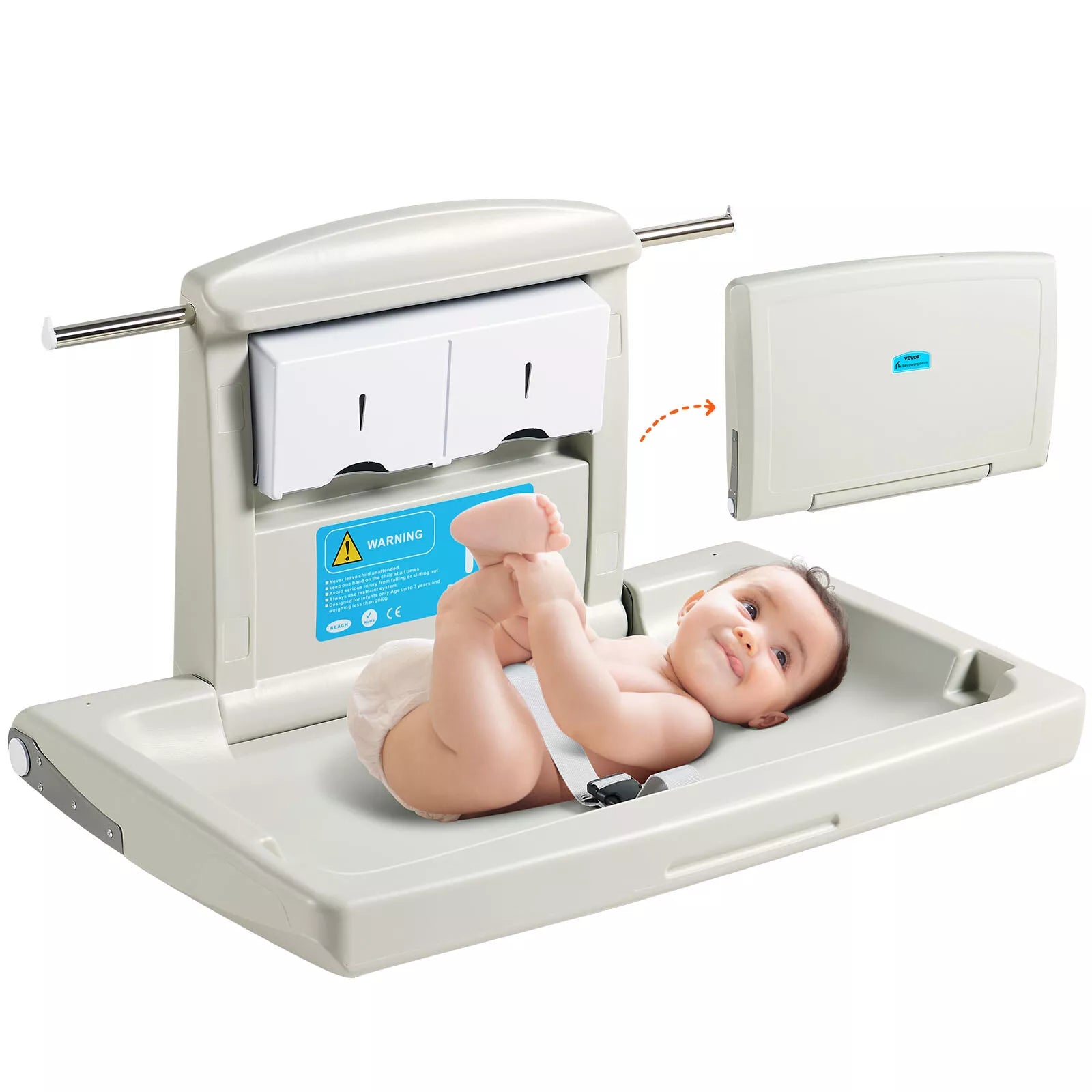 Foldable Wall-Mounted Baby Changing Table with Safety Strap