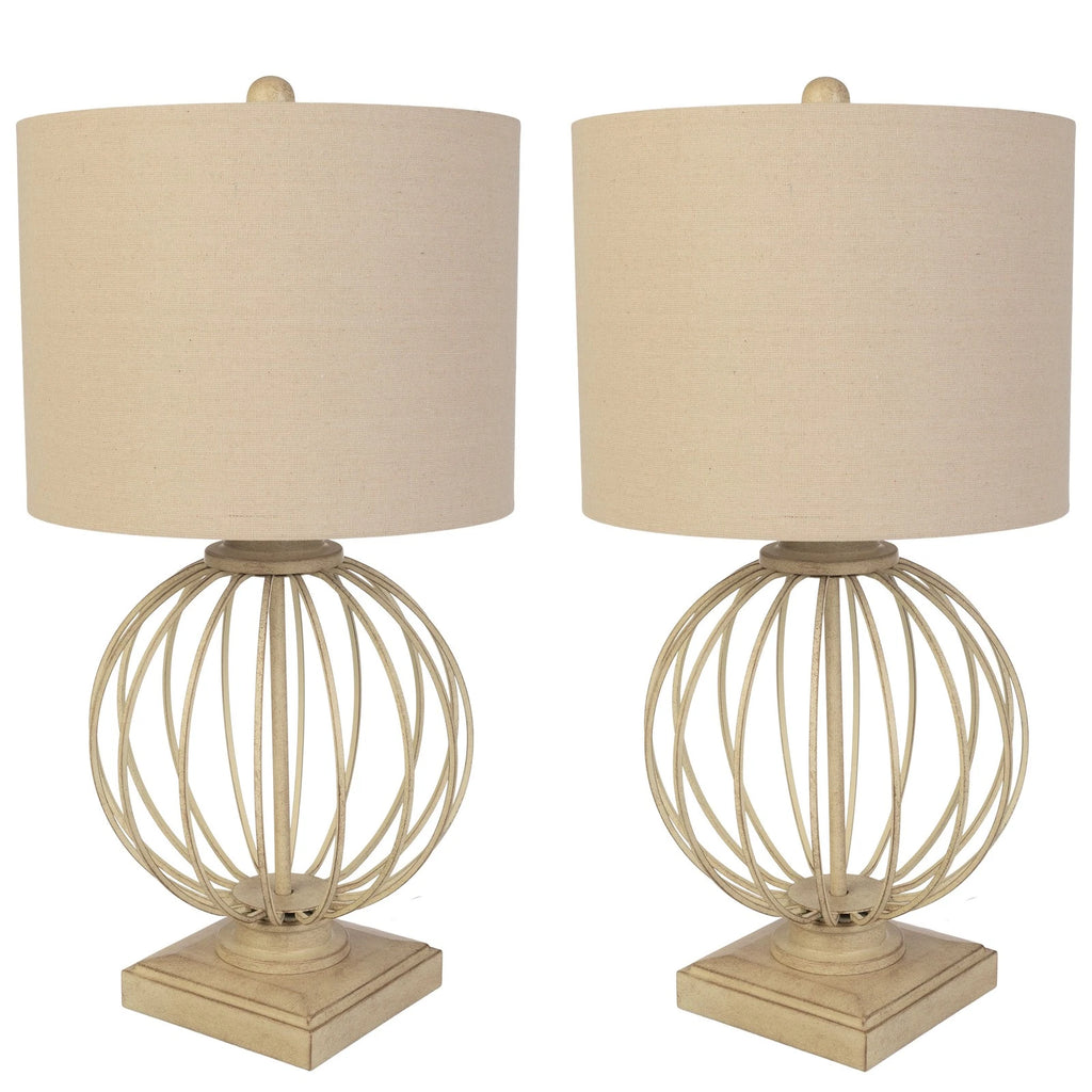 Modern Sand Table Lamps Set of 2 with USB Charging Ports and LED Bulbs