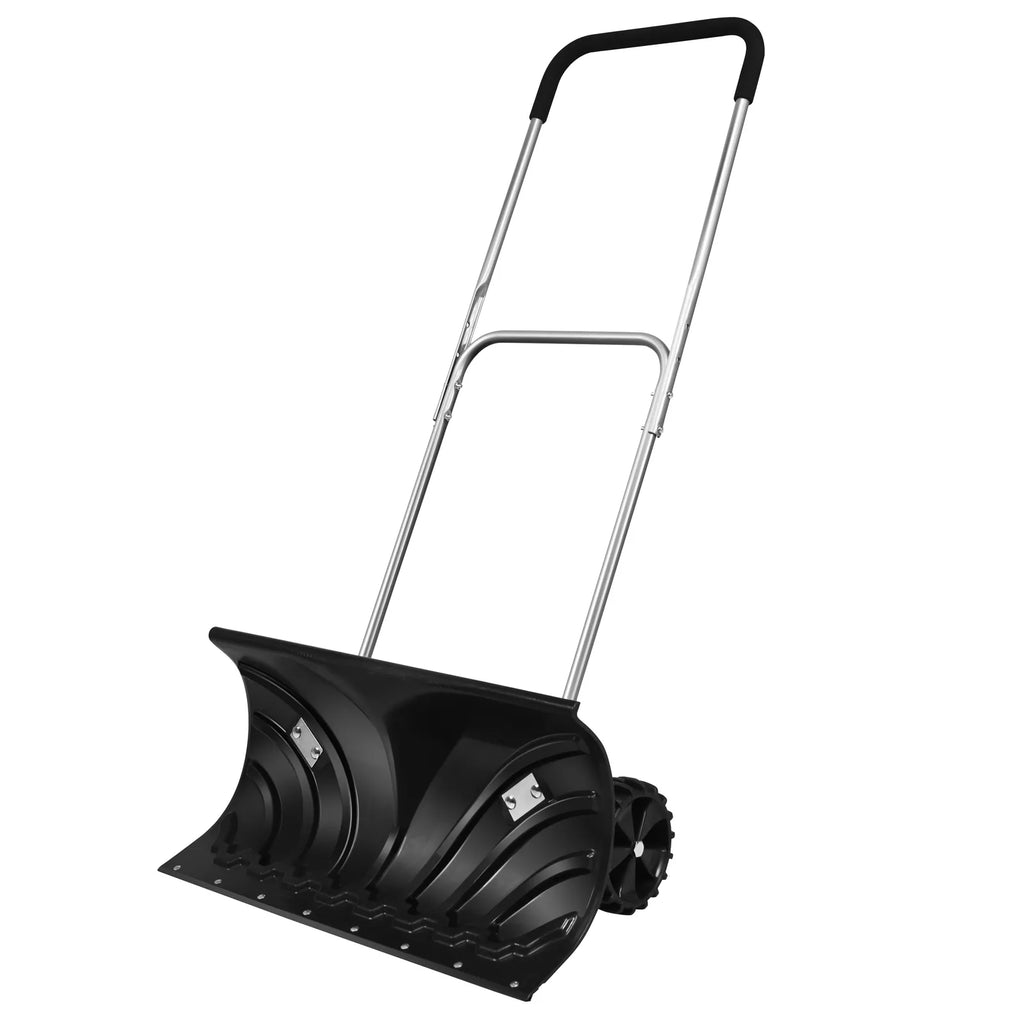 Adjustable Rolling Snow Pusher with Wheels 26" Blade