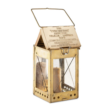 Antique Brass Folding Candle Lantern with Handle Indoor Outdoor Use