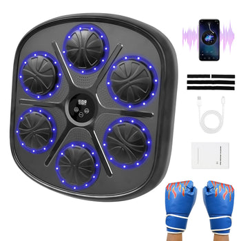 Smart Music Boxing Machine with LED Lights, Bluetooth & Gloves 2025