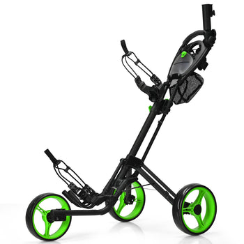 Lightweight Folding 3 Wheel Golf Push Cart with Brake and Adjustable Handle