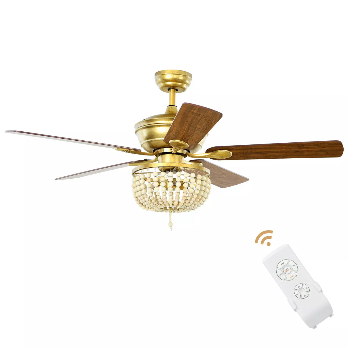 52" Retro Ceiling Fan with Remote Control Reversible Blades