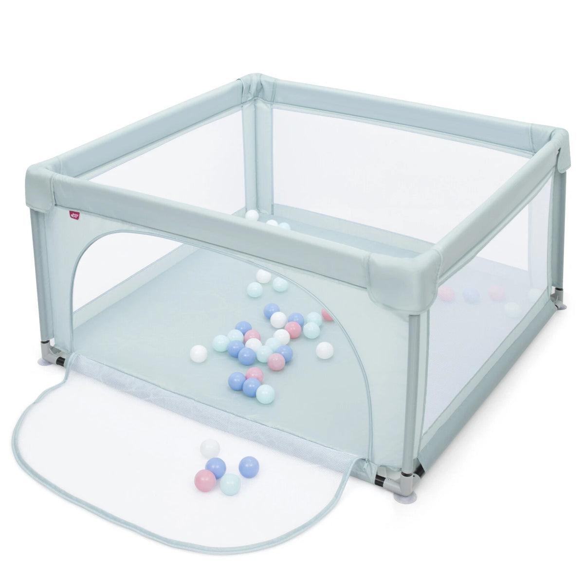 Blue Baby Playpen with Mesh Panels and 50 Ocean Balls Included