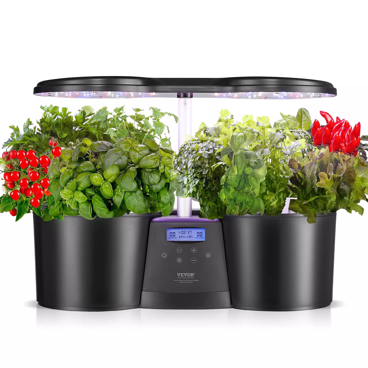 12-Pod Indoor Hydroponic Growing System LED Light & LCD Display