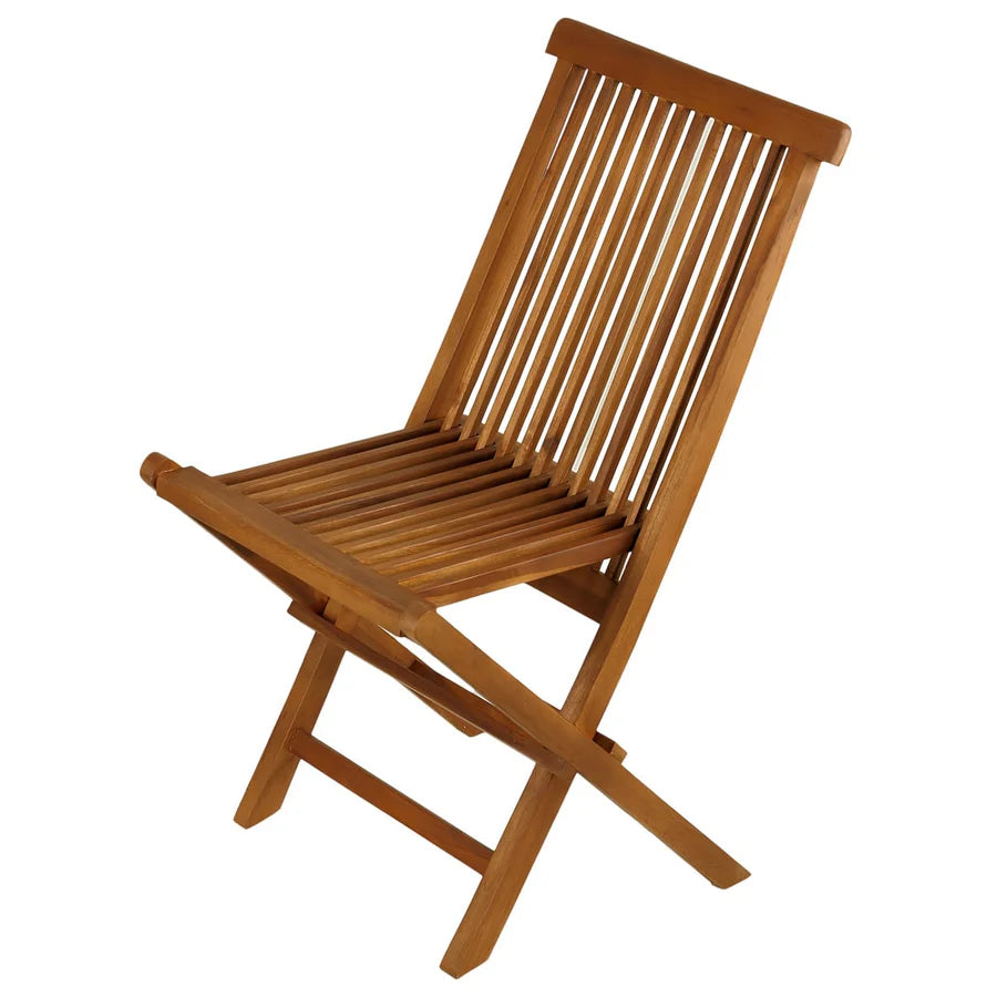 Set of 2 Teak Wood Folding Chairs Weather-Resistant High Back