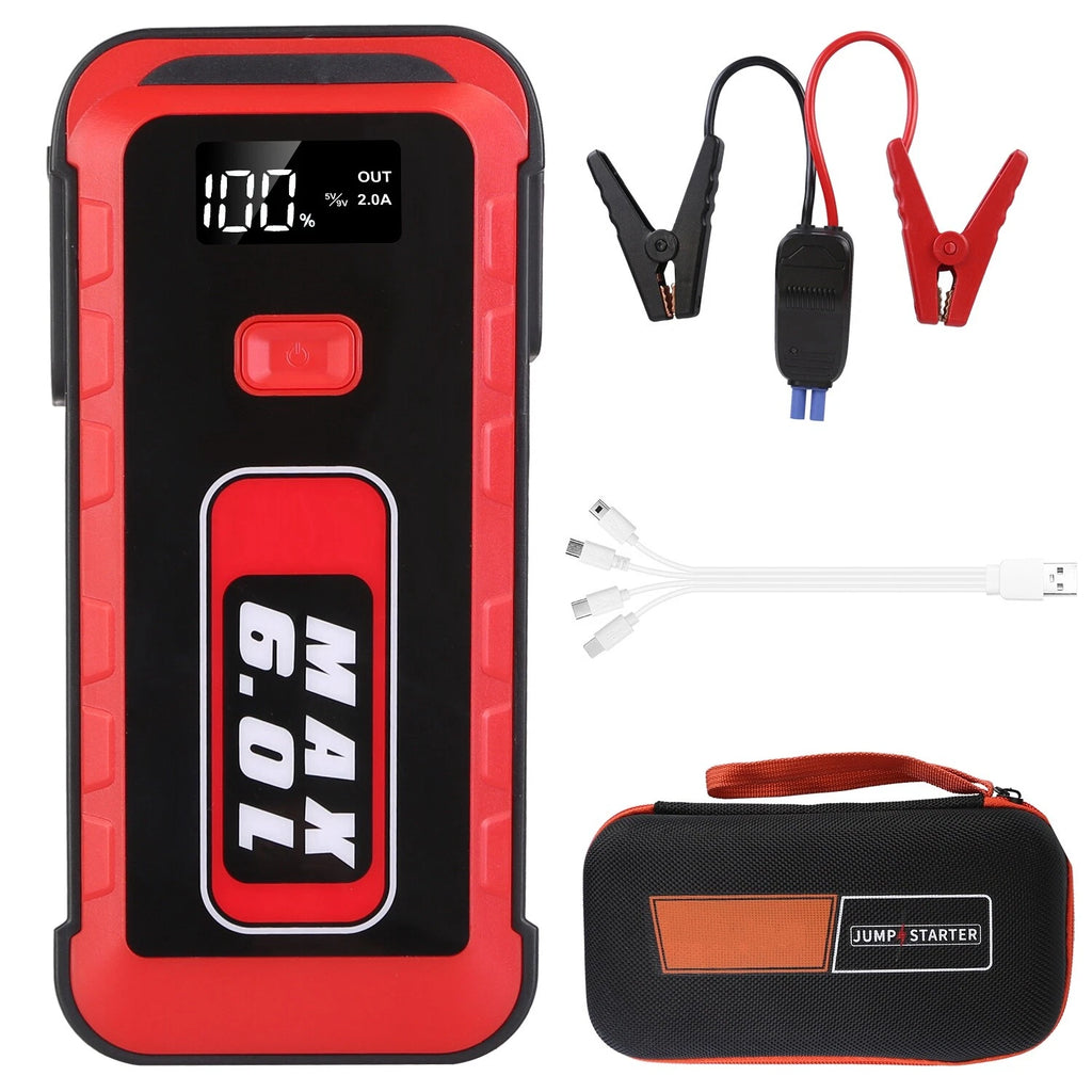 Portable 2500A Car Jump Starter 25800mAh Battery Pack USB LED Light