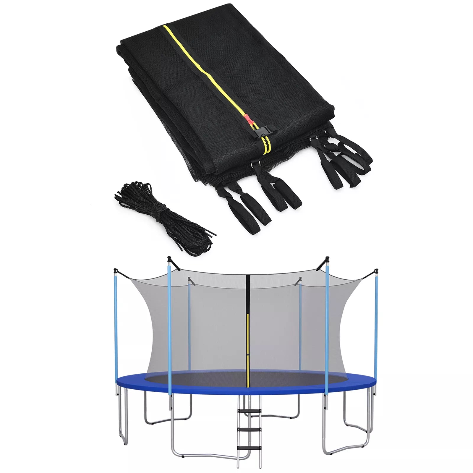 Weather-Resistant 8FT Trampoline Safety Net for 6-Pole Frames