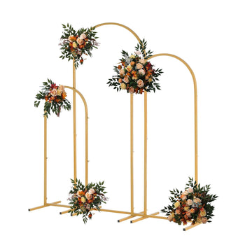 Gold Metal Wedding Arch Backdrop Stand Set of 3 Frames for Events