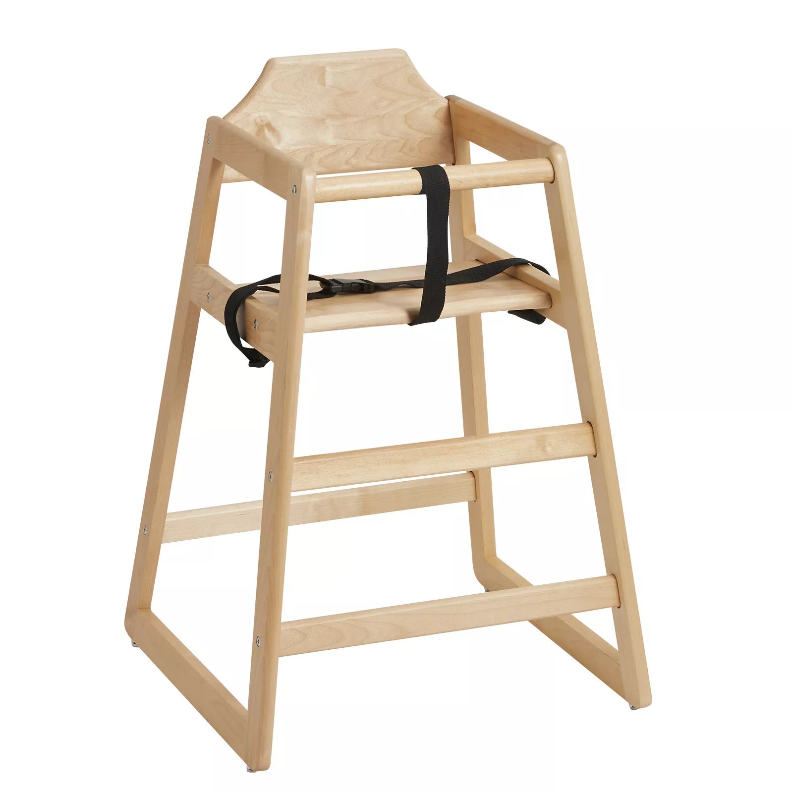 Birch Wood Baby High Chair with Harness and Anti-Slip Foot Pads