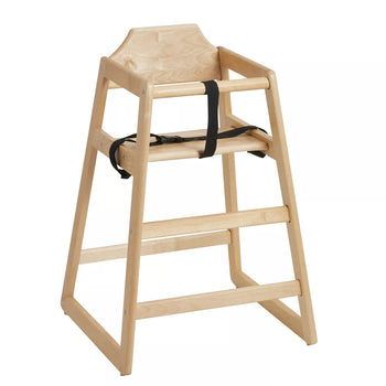 Birch Wood Baby High Chair with Harness and Anti-Slip Foot Pads