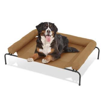 XL Raised Cooling Dog Cot with Washable Bolsters & Mesh Frame 55