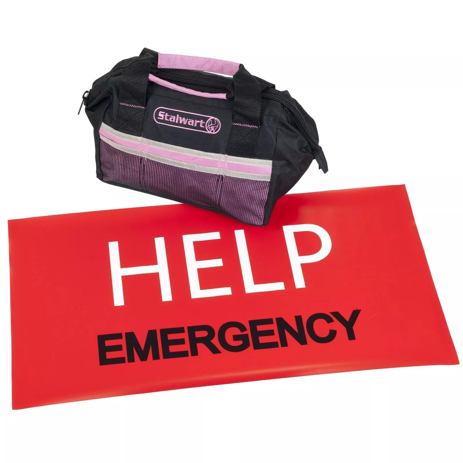 55-Piece Pink Roadside Emergency Kit with Jumper Cables & First Aid