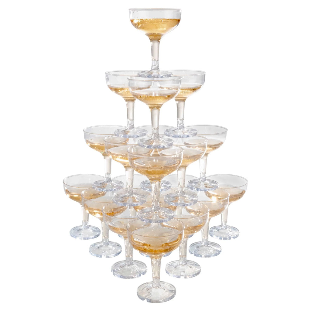 100-Pack Clear Reusable Plastic Champagne Coupe Glasses for Parties & Weddings