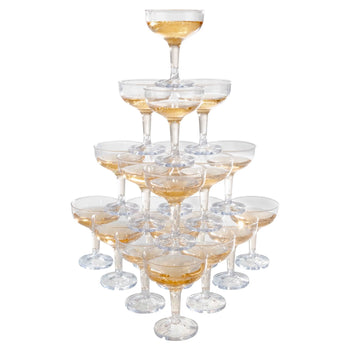 100-Pack Clear Reusable Plastic Champagne Coupe Glasses for Parties & Weddings