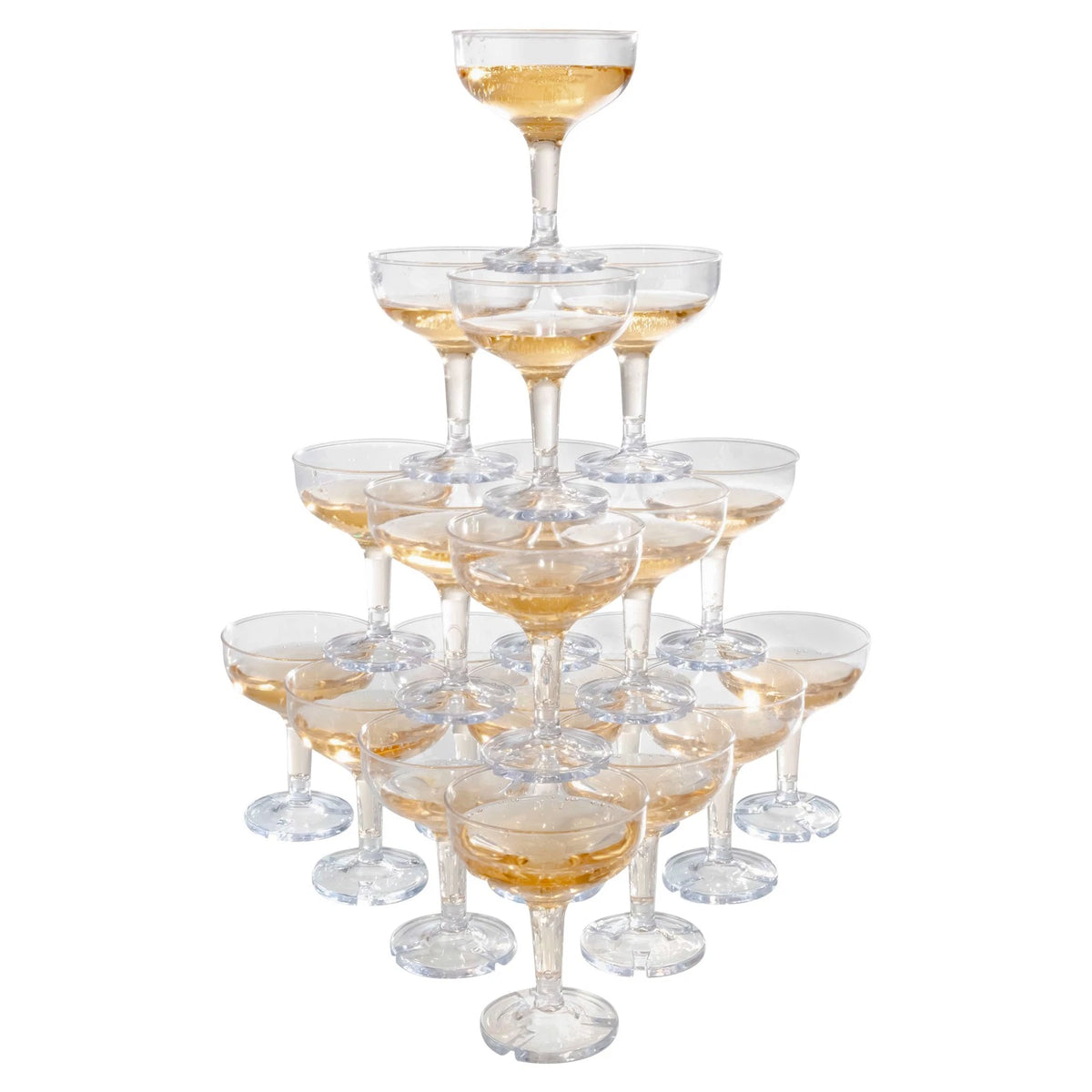 100-Pack Clear Reusable Plastic Champagne Coupe Glasses for Parties & Weddings