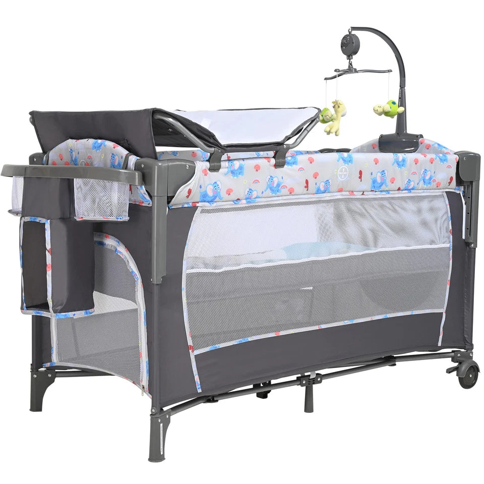 Foldable Baby Bassinet with Changing Table, Storage & 77 lbs Capacity
