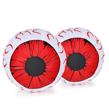 2 Pack 3FT Halloween Inflatable Eyeballs with Red LED Lights & Blower