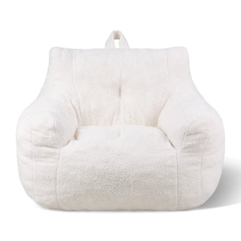 3-Foot Memory Foam Bean Bag Chair with Armrests and Side Pocket White