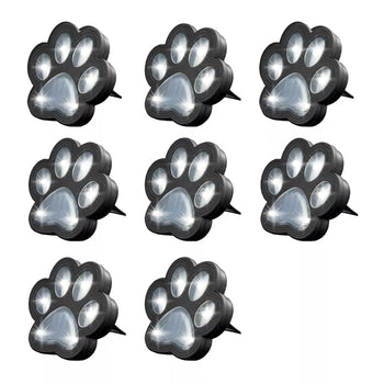 Solar Paw Print LED Garden Lights 8-Pack Outdoor Waterproof Set