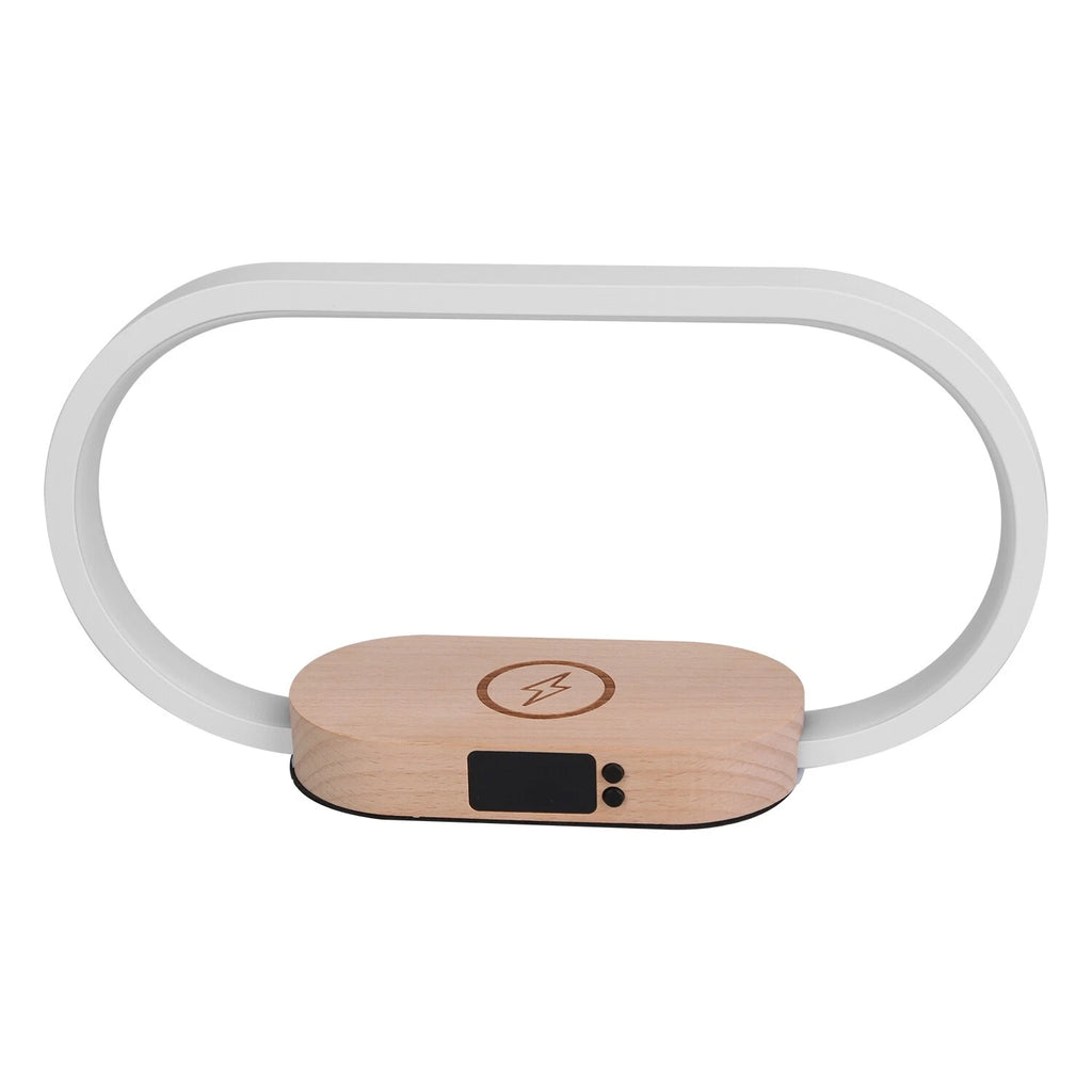 Modern LED Bedside Lamp with Wireless Charger, USB Port & Clock Hub
